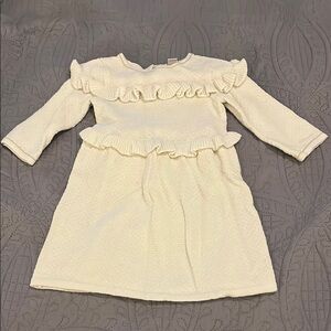 Janie and Jack Cream Ruffled Long Sleeve Dress